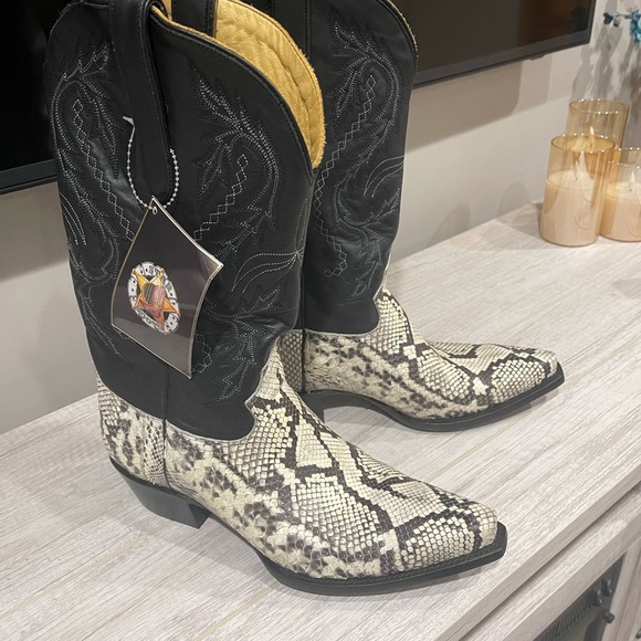 Star Boots. 100% Authentic Mens Natural Python Belly Cut! Size 10. - Picture 5 of 9